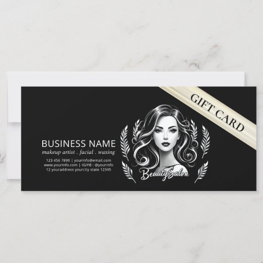 メイクアップアーティスト美容師モダン白黒金ゴールド (正面)