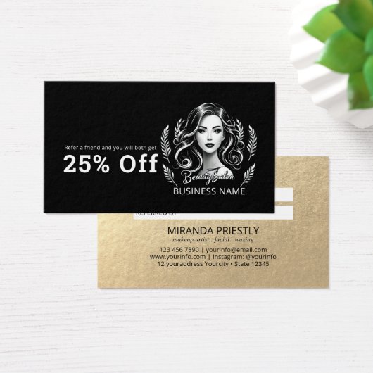 メイクアップアーティスト美容師モダン白黒金ゴールド (デスク)