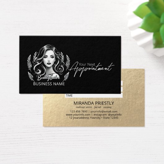 メイクアップアーティスト美容師モダン白黒金ゴールド (デスク)