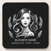 メイクアップアーティスト美容師モダン白黒金ゴールド コースター (正面)