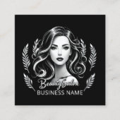 メイクアップアーティスト美容師モダン白黒金ゴールド スクエア名刺 (正面)