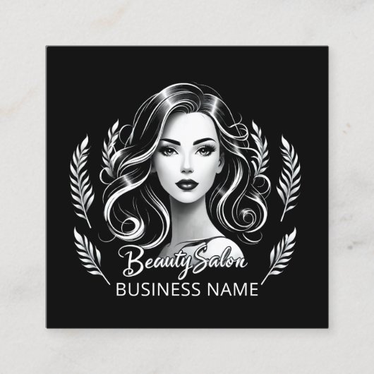 メイクアップアーティスト美容師モダン白黒金ゴールド スクエア名刺 (正面)