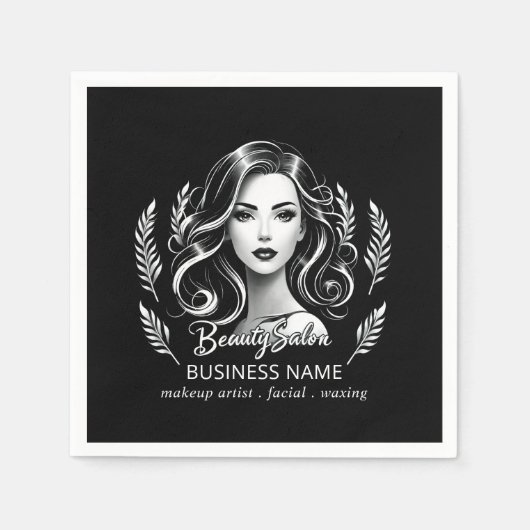 メイクアップアーティスト美容師モダン白黒金ゴールド スタンダードカクテルナプキン (正面)