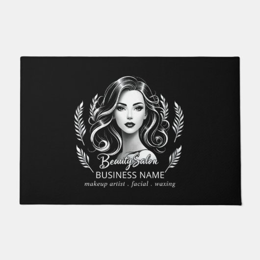 メイクアップアーティスト美容師モダン白黒金ゴールド ドアマット (正面)