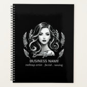メイクアップアーティスト美容師モダン白黒金ゴールド プランナー手帳 (正面)