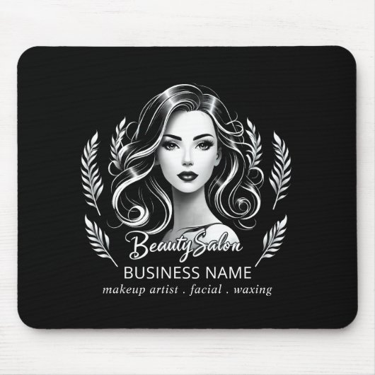 メイクアップアーティスト美容師モダン白黒金ゴールド マウスパッド (正面)