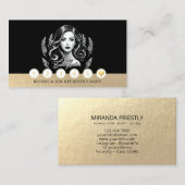 メイクアップアーティスト美容師モダン白黒金ゴールド ロイヤリティカード (正面/裏面)