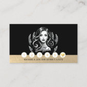 メイクアップアーティスト美容師モダン白黒金ゴールド ロイヤリティカード (正面)