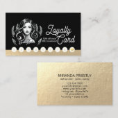 メイクアップアーティスト美容師モダン白黒金ゴールド ロイヤリティカード (正面/裏面)