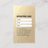 メイクアップアーティスト美容師モダン白黒金ゴールド 予約カード (裏面)