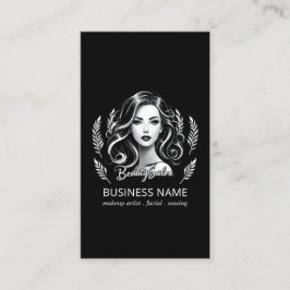 メイクアップアーティスト美容師モダン白黒金ゴールド 予約カード