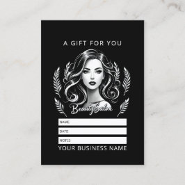 メイクアップアーティスト美容師モダン白黒金ゴールド 予約カード