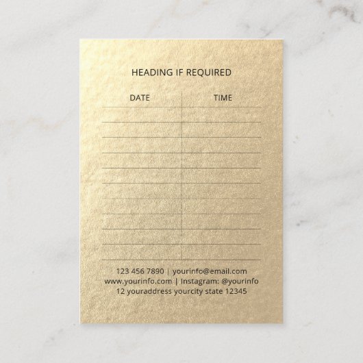 メイクアップアーティスト美容師モダン白黒金ゴールド 予約カード (裏面)