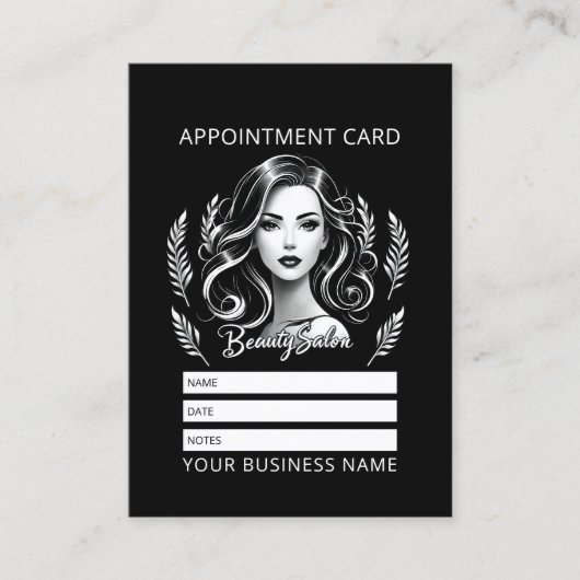 メイクアップアーティスト美容師モダン白黒金ゴールド 予約カード (正面)
