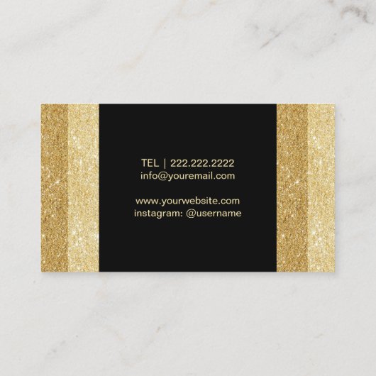 メイクアップアーティスト美容師モダン金ゴールドグリッター 名刺 (裏面)