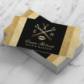 メイクアップアーティスト美容師モダン金ゴールドグリッター 名刺