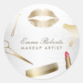 メイクアップアーティスト美容師モダン金ゴールド&シルバー ラウンドシール (正面)
