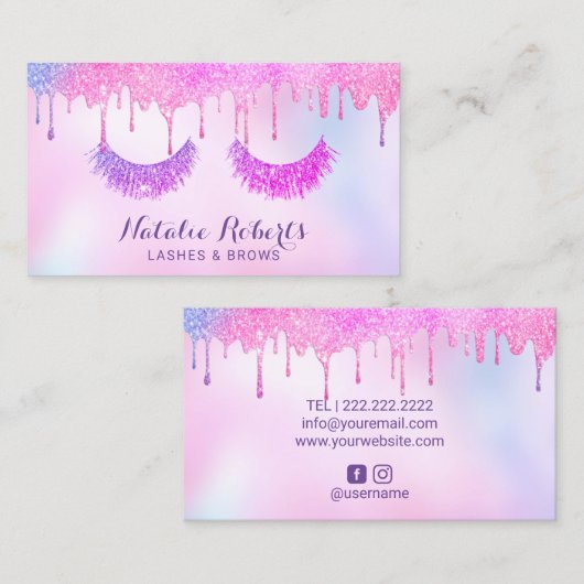 メイクアップアーティスト美容師ユニコーングラデーションドリップ 名刺 (正面/裏面)
