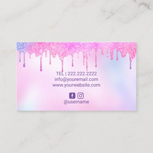 メイクアップアーティスト美容師ユニコーングラデーションドリップ 名刺 (裏面)