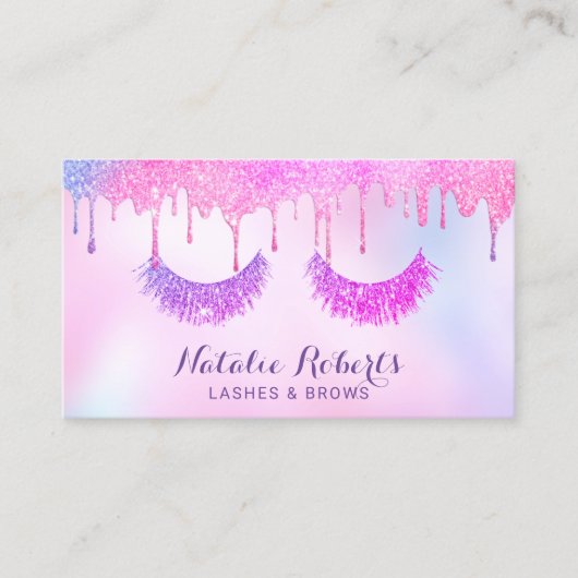 メイクアップアーティスト美容師ユニコーングラデーションドリップ 名刺 (正面)