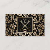 メイクアップアーティスト美容師ラグジュアリー金ゴールドダマスク 名刺 (正面)