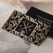 メイクアップアーティスト美容師ラグジュアリー金ゴールドダマスク 名刺