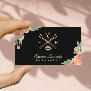 メイクアップアーティスト美容師ヴィンテージフローラ エレガント 名刺
