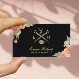 メイクアップアーティスト美容師ヴィンテージフローラ エレガント 名刺