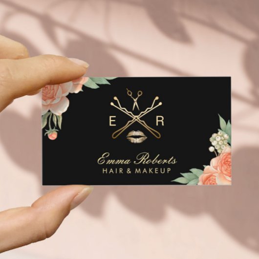 メイクアップアーティスト美容師ヴィンテージフローラ エレガント 名刺