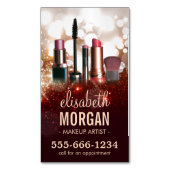 メイクアップアーティスト美容師光沢のあるグリッター輝く マグネット名刺 (正面縦)