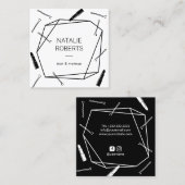 メイクアップアーティスト美容師幾何学的サロン ミニマル スクエア名刺 (正面/裏面)