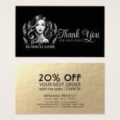 メイクアップアーティスト美容師白黒ありがとう (正面&裏面)