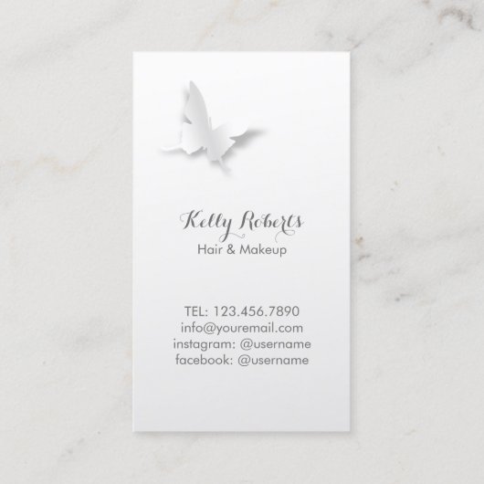 メイクアップアーティスト美容師紙アートバタフライ 名刺 (裏面)
