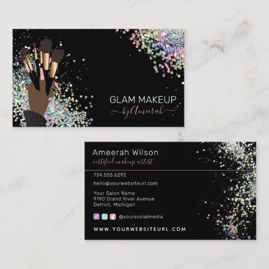 メイクアップアーティスト美容師美しいサロンホログラフィック 名刺 (正面/裏面)