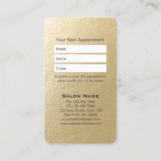 メイクアップアーティスト美容師美しいサロンラッシュブローズ 予約カード (裏面)