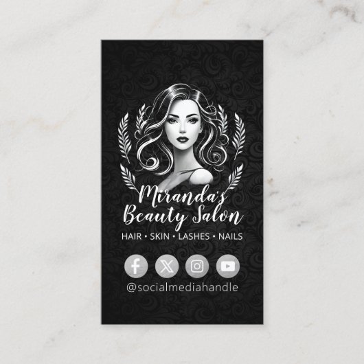 メイクアップアーティスト美容師美しいサロンラッシュブローズ 名刺 (正面)