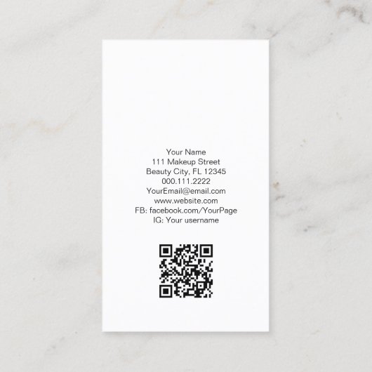 メイクアップアーティスト美容師美容師QRコード 名刺 (裏面)