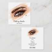 メイクアップアーティスト茶色の目の長いまつ スクエア名刺 (正面/裏面)
