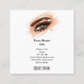 メイクアップアーティスト茶色の目の長いまつ スクエア名刺 (裏面)