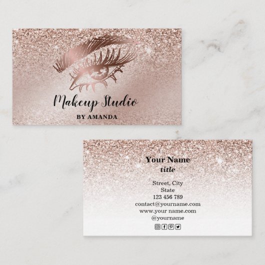 メイクアップアーティスト茶色の目の長いまつ 名刺 (正面/裏面)