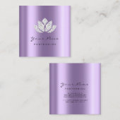 メイクアップアーティスト蓮マンダラダイヤモンドパープルクリスタル スクエア名刺 (正面/裏面)