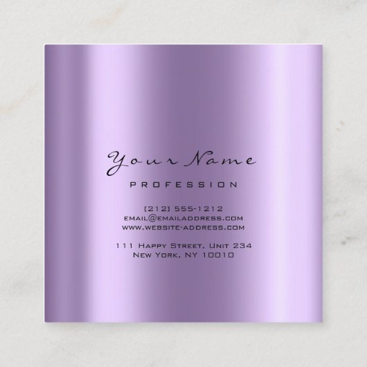 メイクアップアーティスト蓮マンダラダイヤモンドパープルクリスタル スクエア名刺 (裏面)