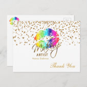 メイクアップアーティスト虹の唇（白） ポストカード (正面/裏面)