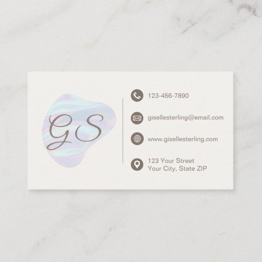 メイクアップアーティスト虹彩色パールオパール抽象芸術 名刺 (裏面)