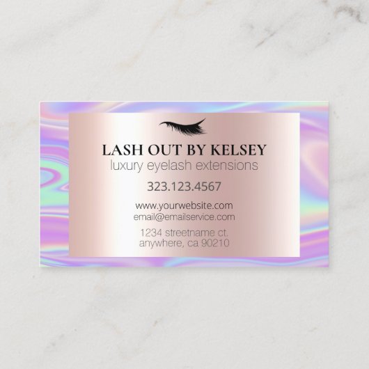 メイクアップアーティスト虹彩色+ピンクドリッピンググリッター 名刺 (裏面)