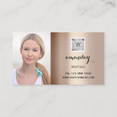 メイクアップアーティスト赤い口紅バラ写真QRロゴ 名刺 (裏面)