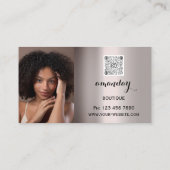 メイクアップアーティスト赤い口紅フォトQRコード赤面 名刺 (裏面)