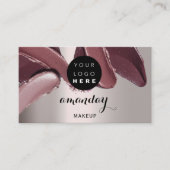 メイクアップアーティスト赤い口紅フォトQRコード赤面 名刺 (正面)