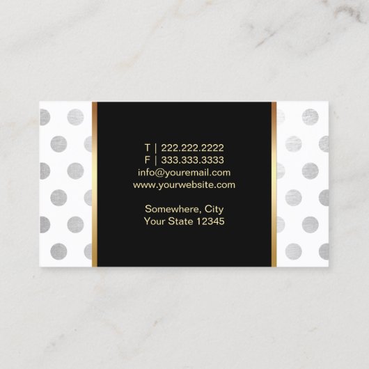 メイクアップアーティスト赤い唇モダンシルバードット 名刺 (裏面)