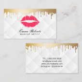 メイクアップアーティスト赤い唇金ゴールドドリップクラスホワイト 名刺 (正面/裏面)